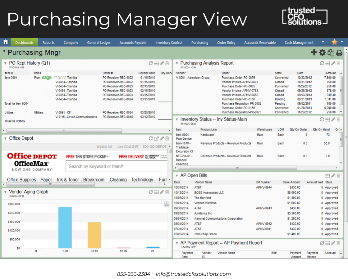 Sage Intacct Purchasing Manager Dashboard